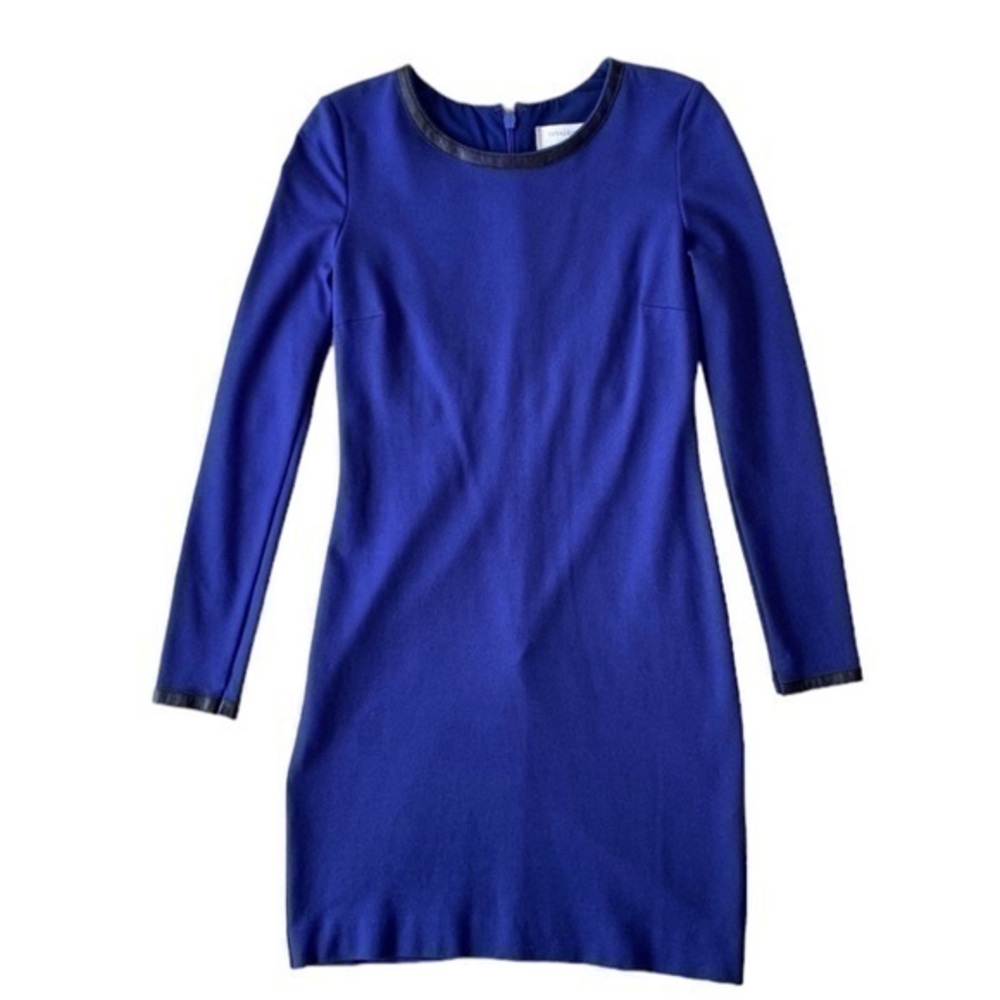 Nicole Miller Artelier Designer Elegant Leather
Trim Sheath Dress
